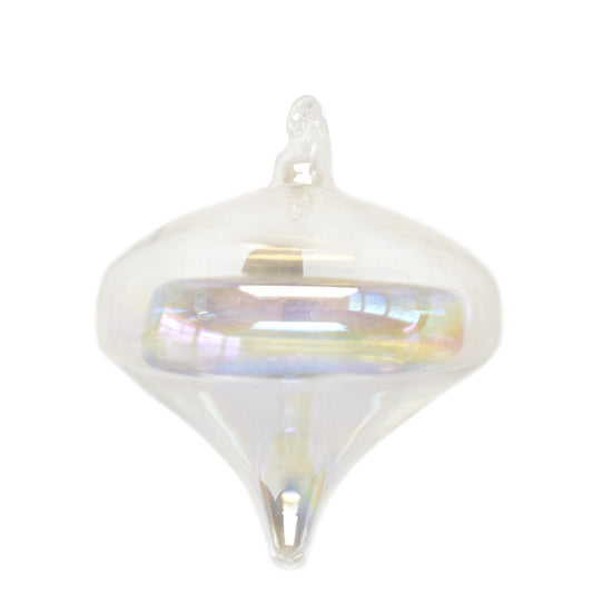 Iridescent Glass Onion Finial Ornament 4" x 3" in Clear Silver | LCC22