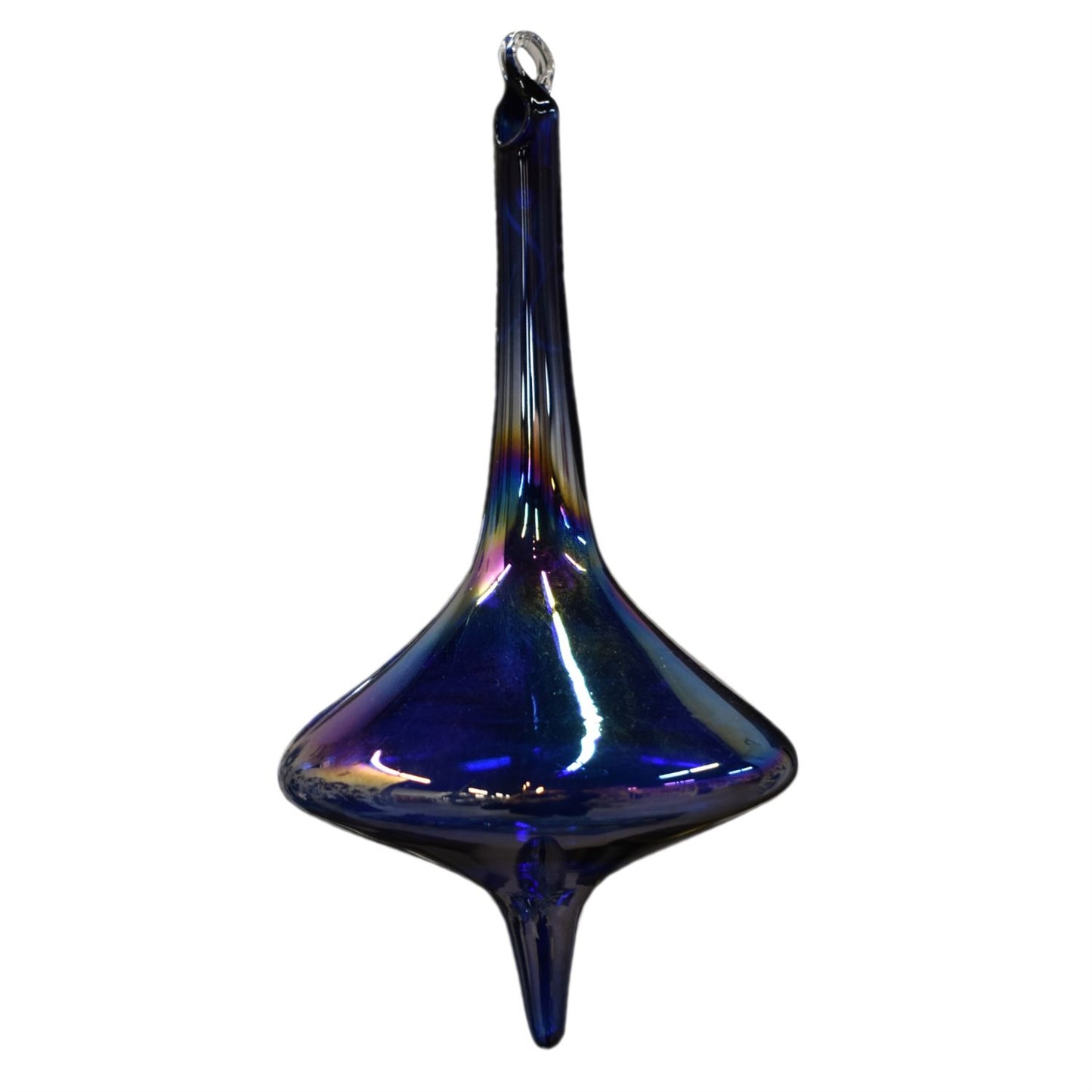 Iridescent Glass Finial Ornament 7" x 3.5" in Blue | LCC22