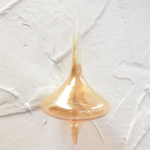 Iridescent Glass Finial Ornament 7" x 3.5" in Iridescent Champagne | LC