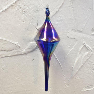 Iridescent Blown Glass Onion Finial Ornament 2.5