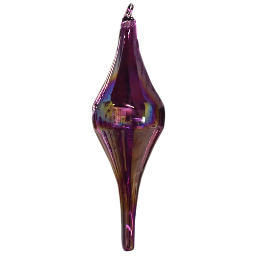 Iridescent Blown Glass Finial Ornament 1.75" x 1.75" x 6" in Plum | LCC22