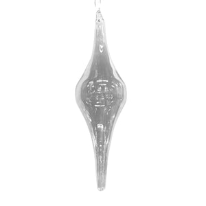 Iridescent Blown Glass Finial Ornament 1.75" x 1.75" x 6" in Clear Silver | LCC23