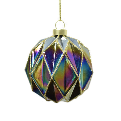 Rainbow Harlequin ball Ornament 3.5