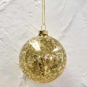 Textured Antique Ball Glass Ornament 2.25" in Gold | LCC22
