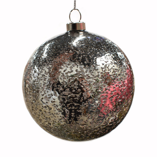 Textured Antique Ball Glass Ornament 4" x 4.5" in Black | LCC22