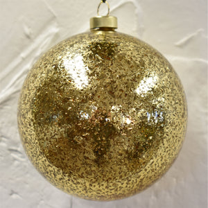 Textured Antique Ball Glass Ornament 4" x 4.5" in Gold | LCC22