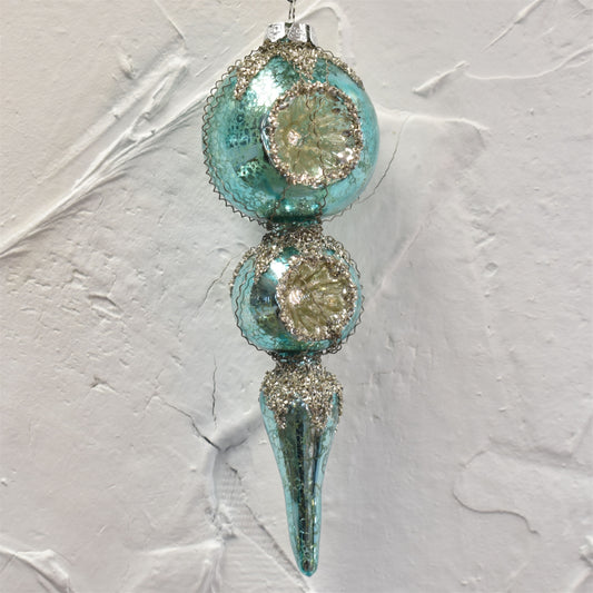 Mercury Glass Finial Ornament 7" in Aqua | LCC22