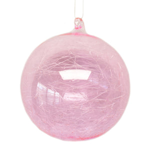 Glass Ornament with Spun Silk 4" in Pink | LCC22