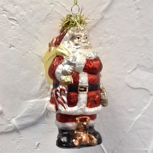 Jolly Santa with Gifts Glass Ornament 7" | LCC22