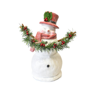 Winter Wonder Snowman with Pine and Berry Garland 12.5" x 6.5" 14'' | LC