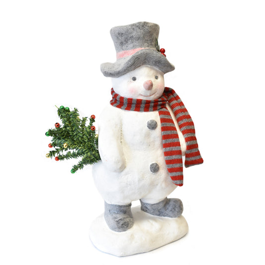 Merry Snowman with Top Hat and Striped Scarf 14" x 7.5" | LC
