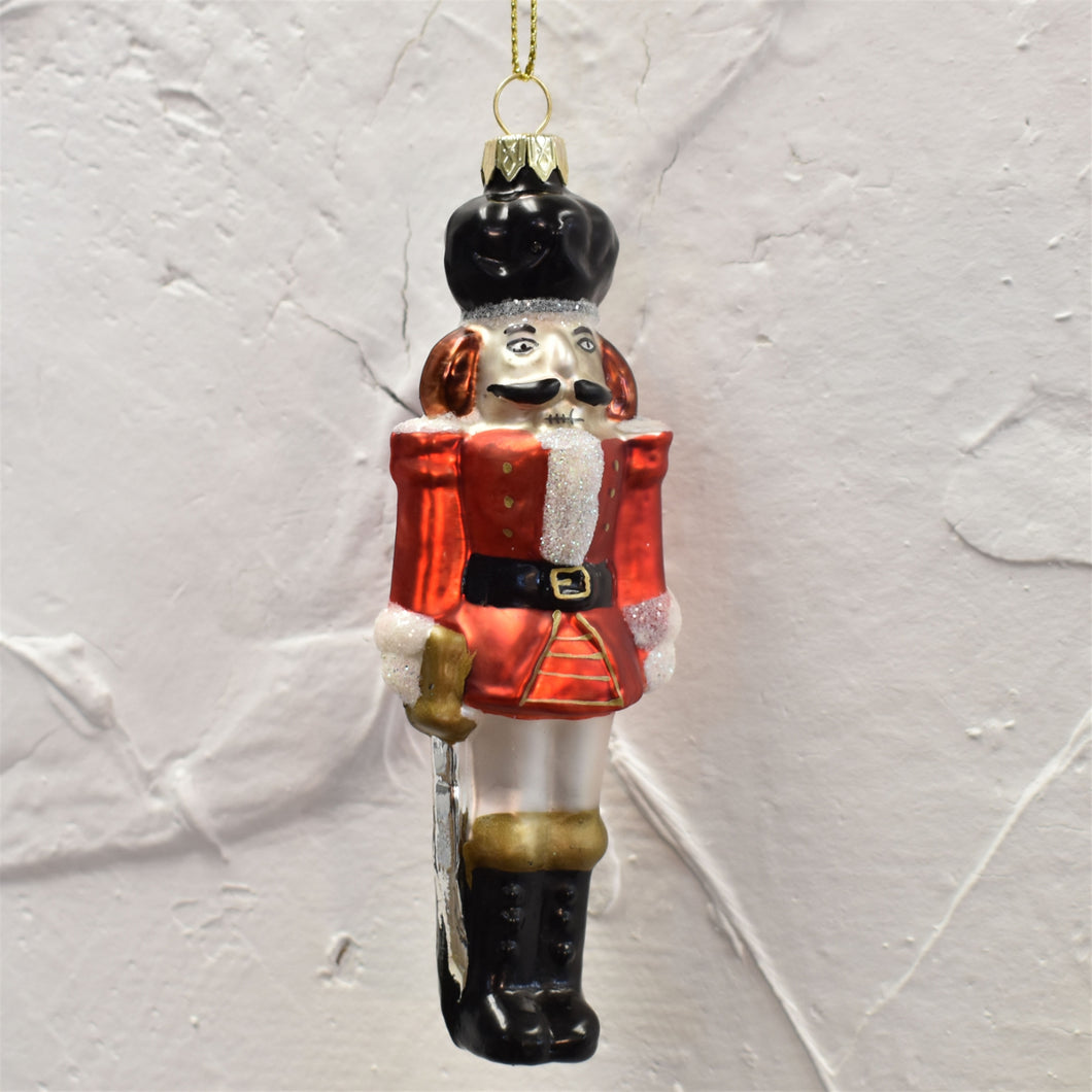 Festive Glass Nutcracker Ornament 4.75