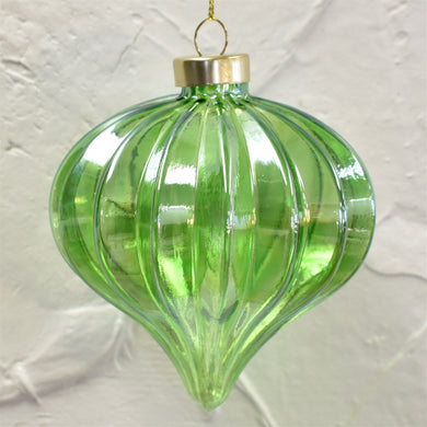Iridescent Glass Ribbed Onion Finial Ornament 4