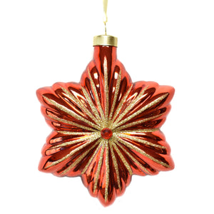 Shining Star Glass Ornament 4.5" x 5.5" in Red | LCC22