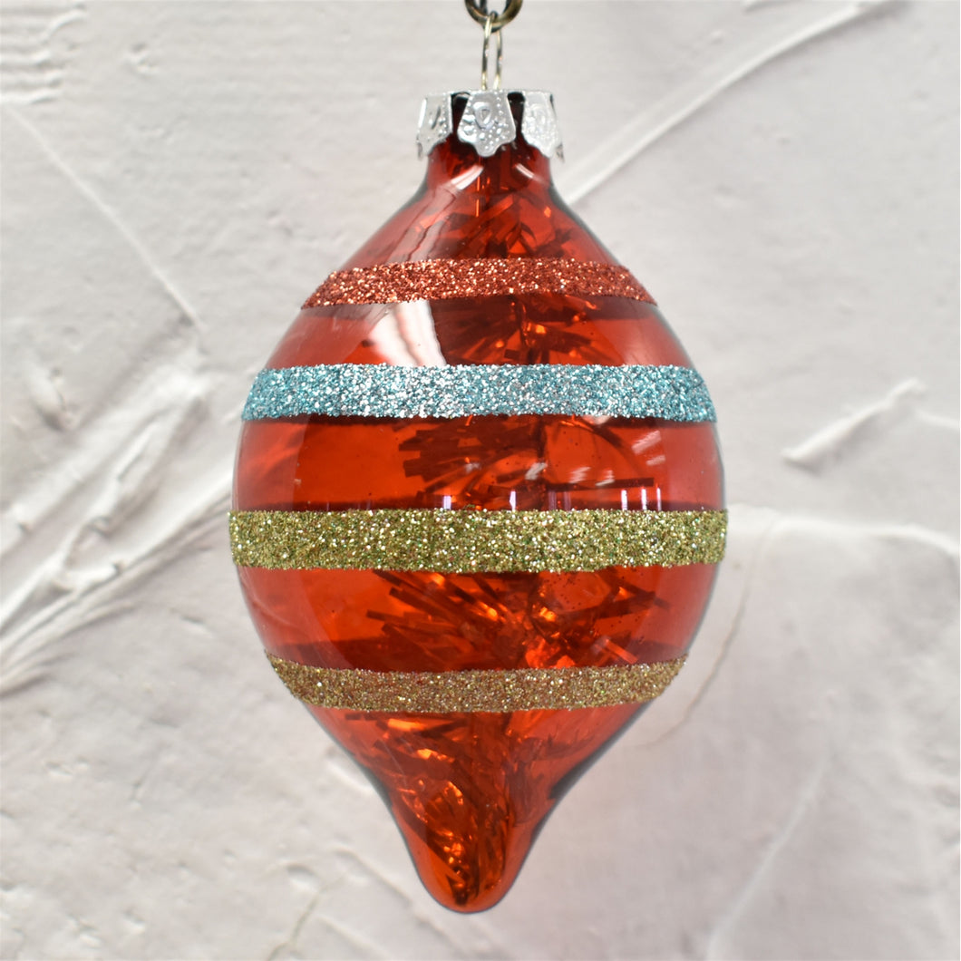 Retro Striped Finial Glass Ornament 4