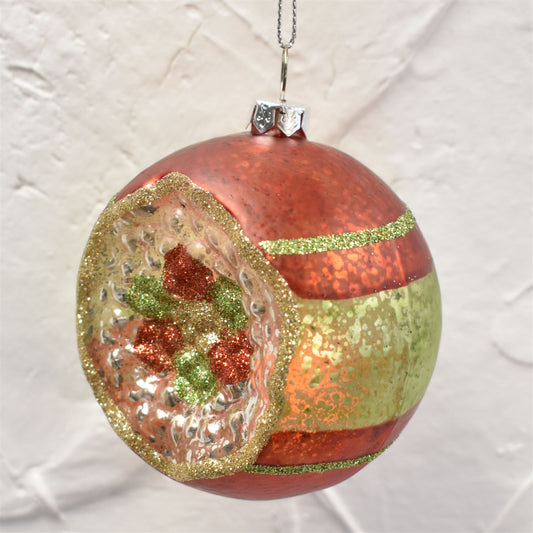 Mercury Pomegranate Ornament 3" in Green/Red/Gold | LCC22