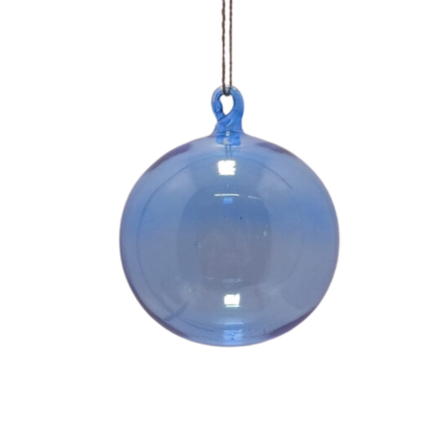 6'' Clear Blown Glass Ball Orn.-Blue