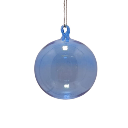 6'' Clear Blown Glass Ball Orn.-Blue