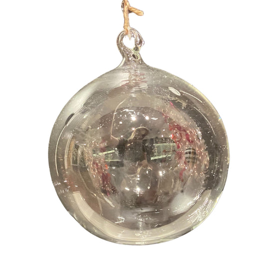 6'' Clear Blown Glass Ball Orn.  -Clear