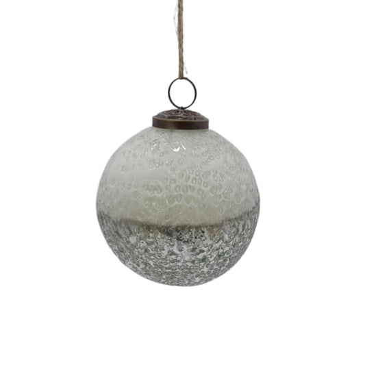 4'' Half Frosted Glass Ball -Silver