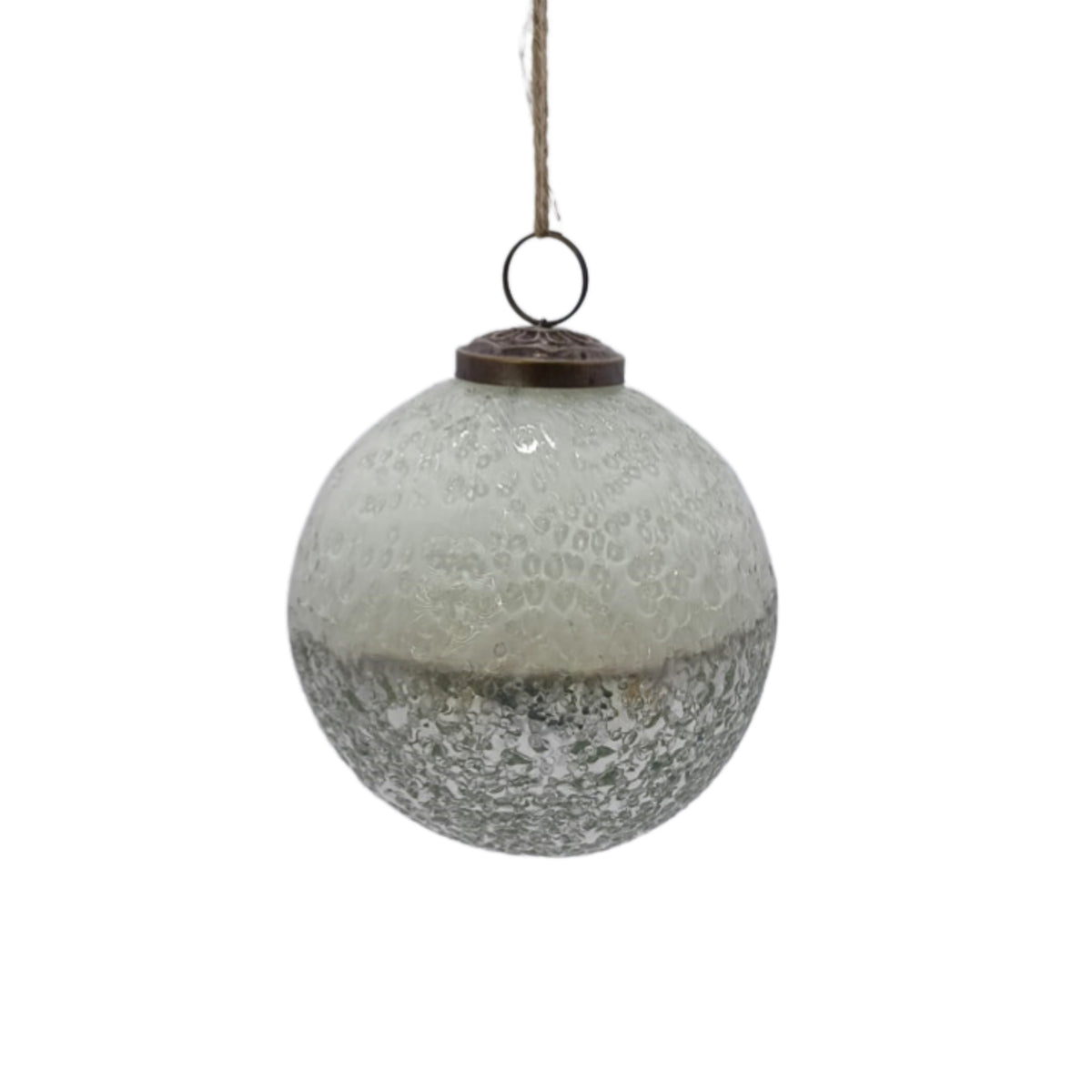 4'' Half Frosted Glass Ball Silver David Christopher's