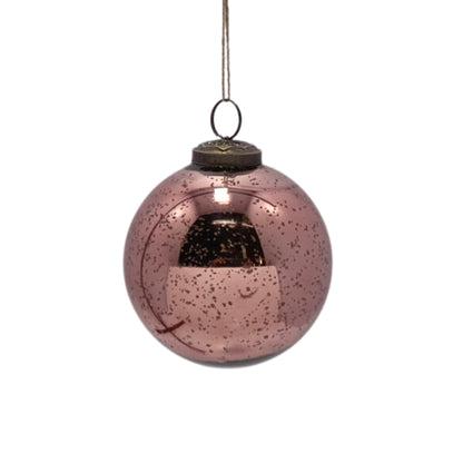4'' Mercury Glass Ball Ornament Mauve | SB