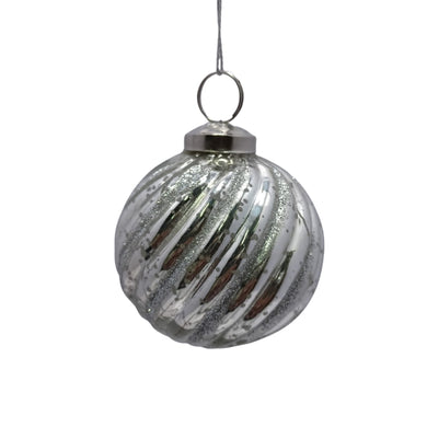 3'' Mercury Glass Ball with Glitter design