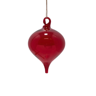 Blown Glass Finial Ornament - 6.25''- Red