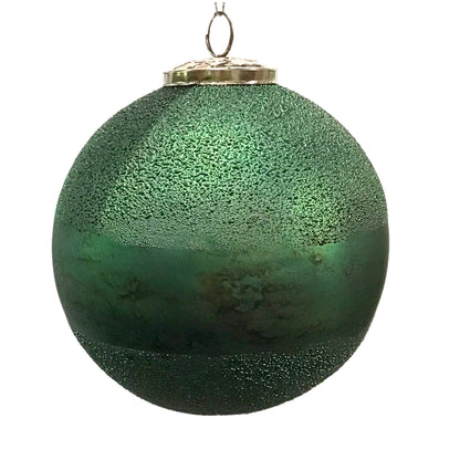 Matte Green Textured Glass Ball - 4" | SB