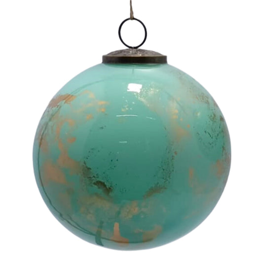 Shiny Glass Metallic Gold with Aqua Watercolor Ball-6'' | SB