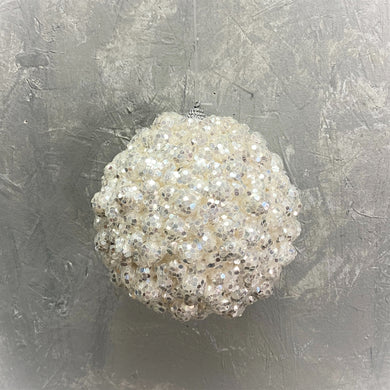Sequin Berry Ball Ornament 5” - White | KS