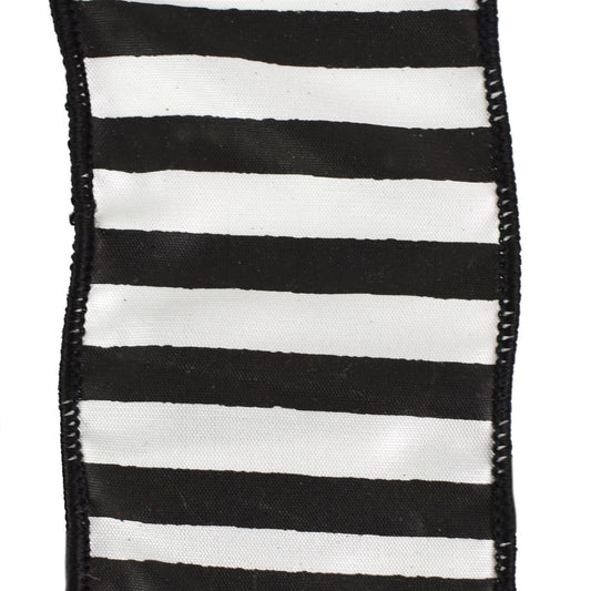 Black and White Striped Glam Ribbon 2.5" X 10YD