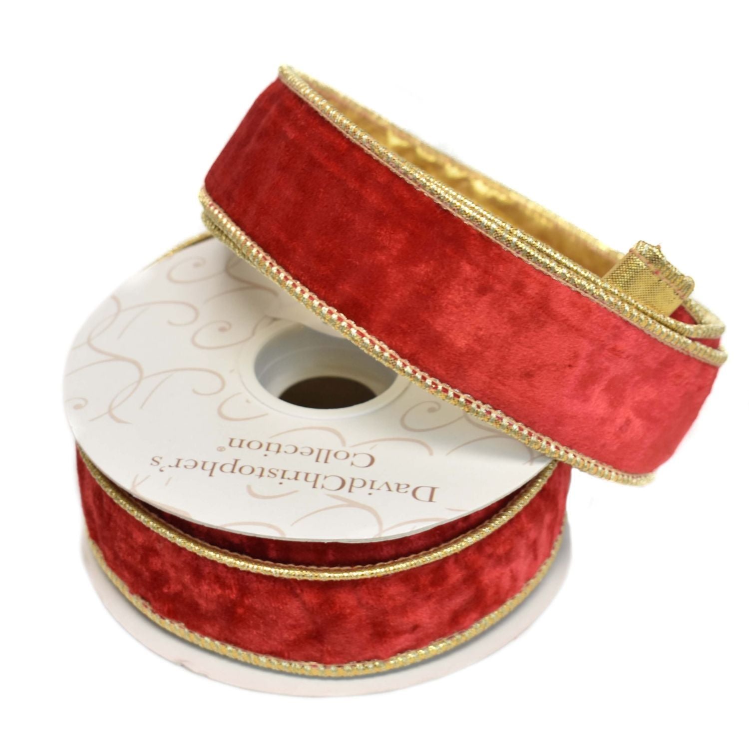 1.5 x 10yd Elegant Red Velvet Ribbon with Gold Back | IR