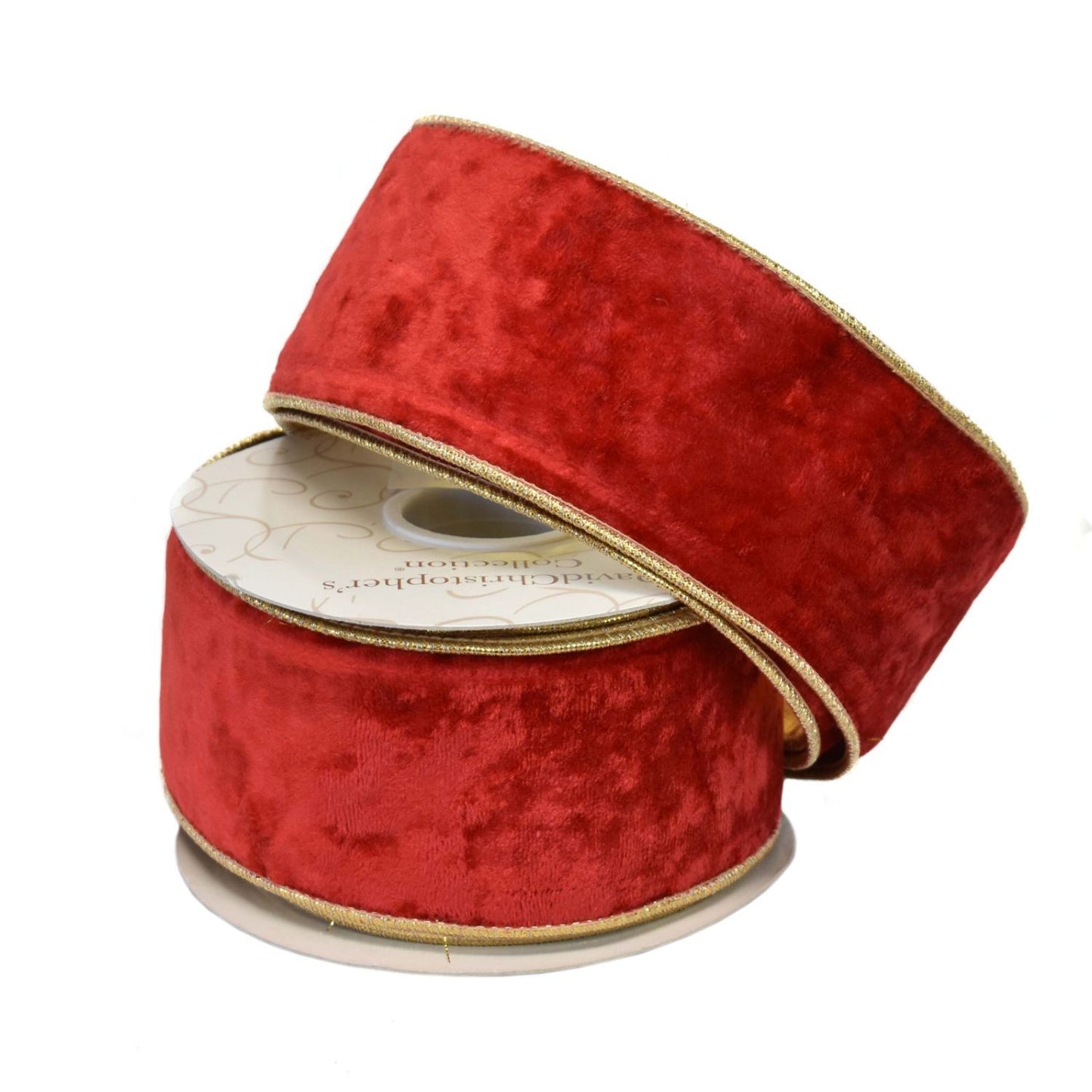 Elegant Red Velvet w/ Gold Back 2.5" x 10yd