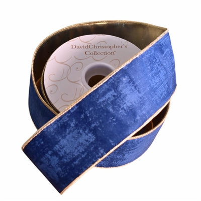 TEXTURED NAVY BLUE VELVET RIBBON 2.5" X 10YD