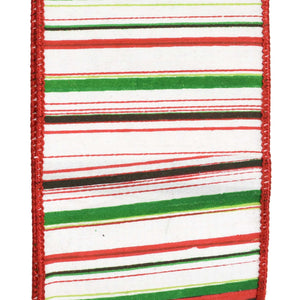 Twisted Peppermint Striped Ribbon 4" x 10YD in White/Red/Green | IRC22