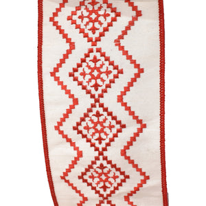 Red/White Ribbon with Detailed Embroidery 4" x 10YD | IRC22