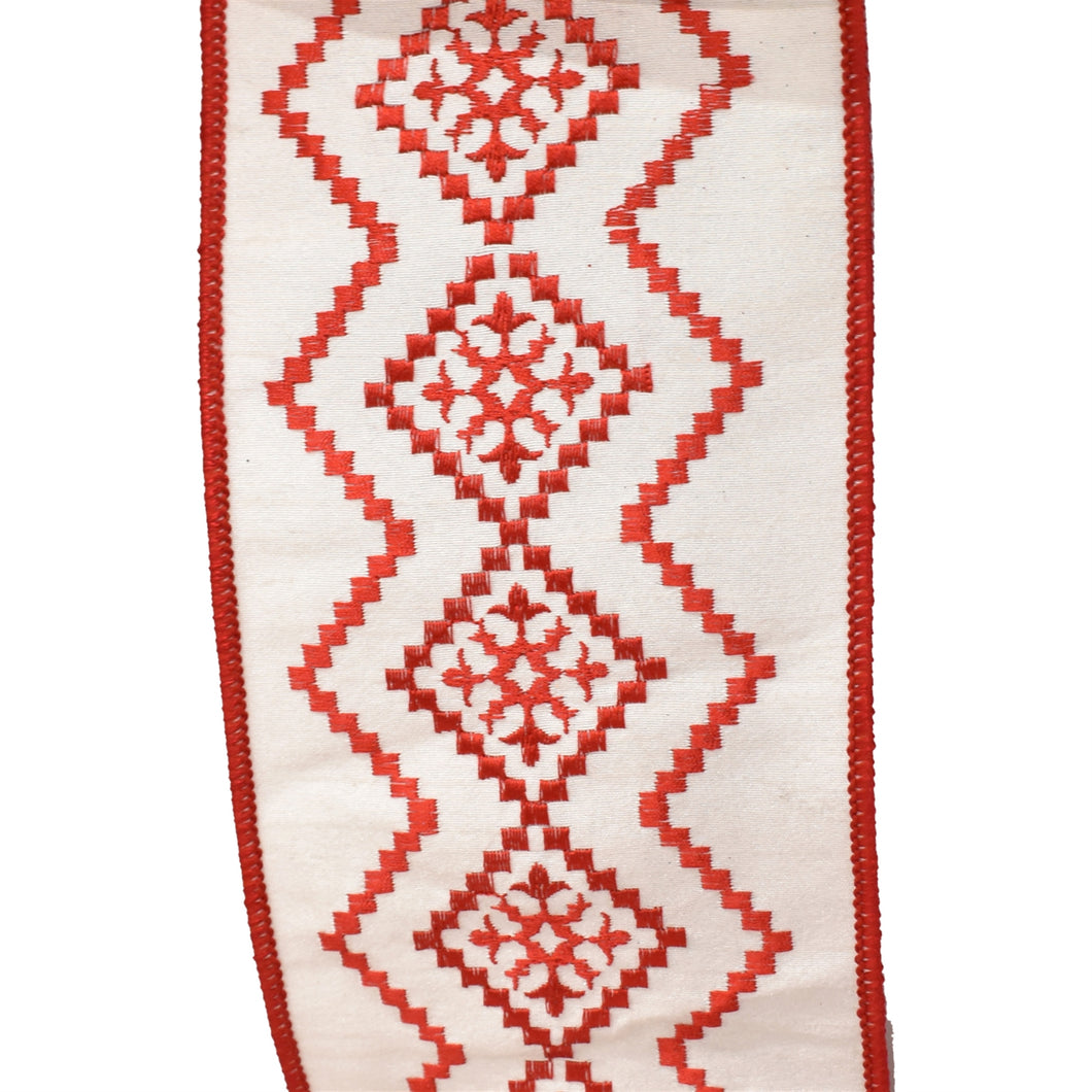 Red/White Ribbon with Detailed Embroidery 4
