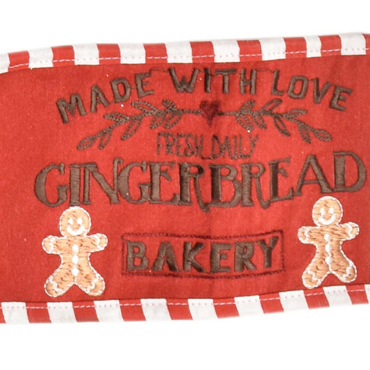 Gingerbread Bakery Ribbon with Embroidered Gingerbread Man  4" x 10YD | IRC22