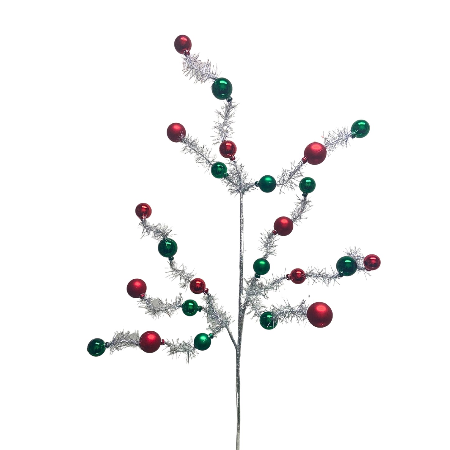 Festive Ball Mix Tinsel Spray 30” - Red/Green | KS