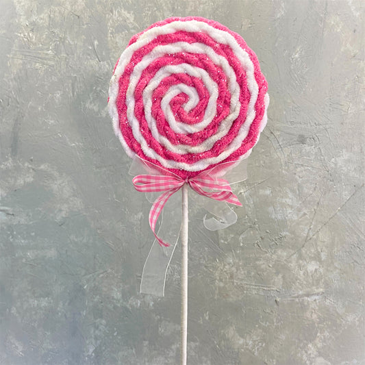 Twisted Sparkle Chenille Lollipop Spray 25” - Pink/White | KS