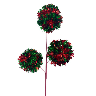 Metallic Pom Pom Ball Spray 30.5” - Red/Green | KS