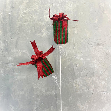 All Wrapped Up Gift Box Spray 29.5” - Red/Green | KS
