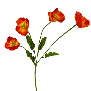 Flowering Fields Mini Poppy Spray -Orange - 23.5” |YSE