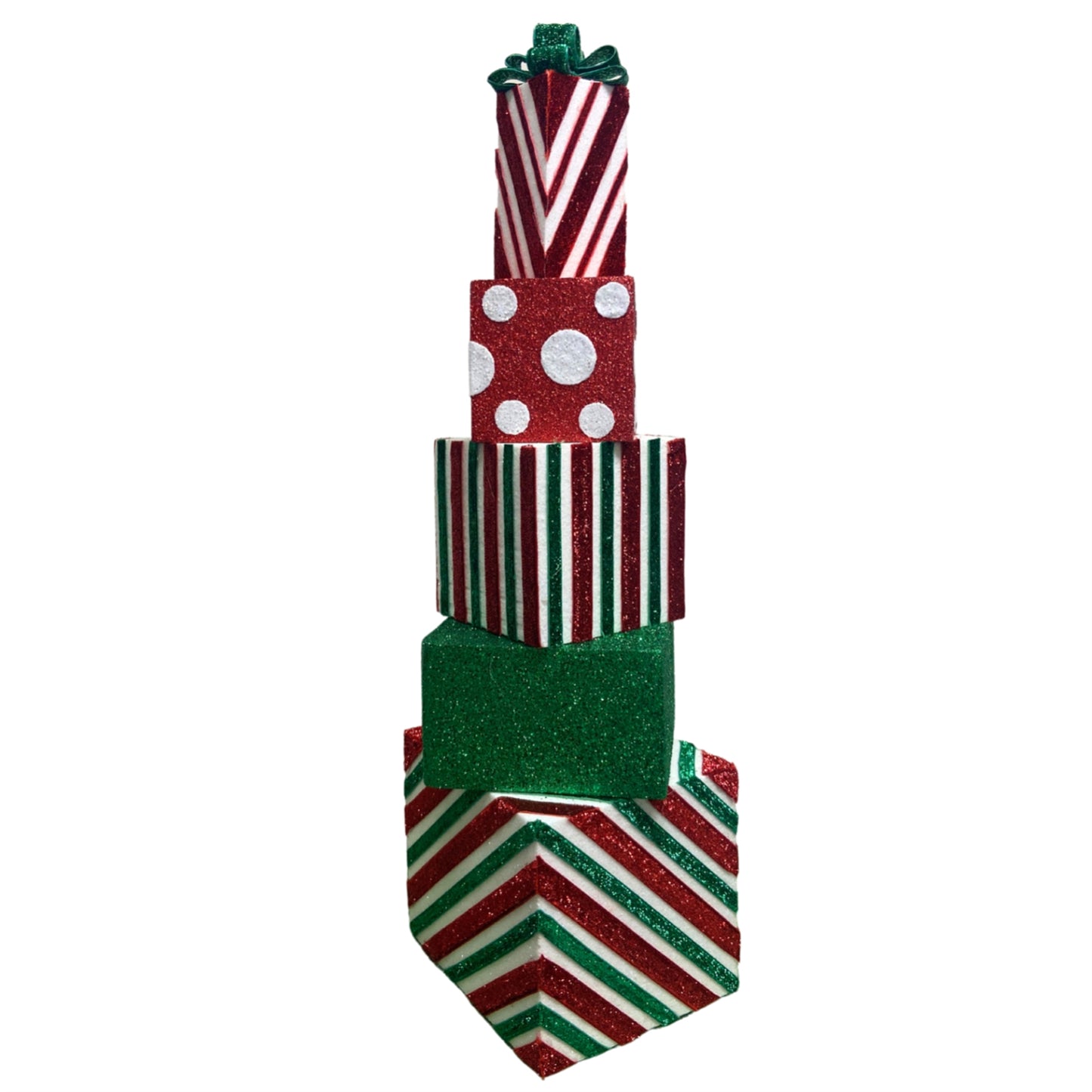 All Stacked Up Gift Gift Box Décor 24" x 7.5" - Red/White/Green | KS