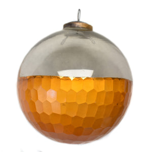 Half Clear Glass Hammered Bottom Ball Ornament in Copper | DCH