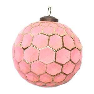 Geometric Indented Ball Ornament 6" in Pink/Gold | DCH