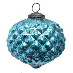 Glass Diamond Finial Ornament 4" in Lt. Blue | DCH