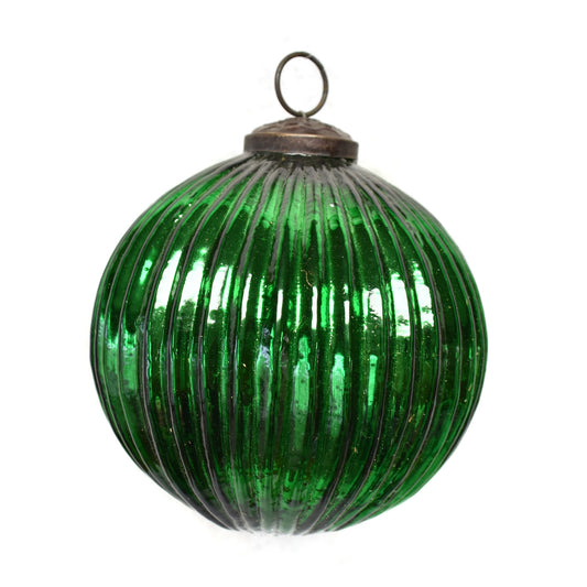 Hammered Glass Ornament 4" in Dark Green | DCH