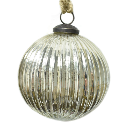 Hammered Glass Ornament 4" in Silver | DCH